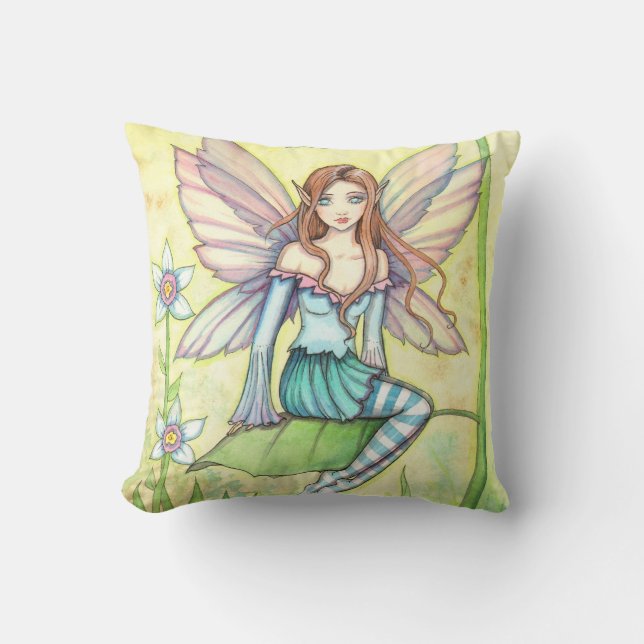 Coussin Jolie Fée de Fleur Fantaisie Artistique (Recto)