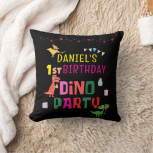 Coussin Jolie fête d'anniversaire de dinosaure Dino modern