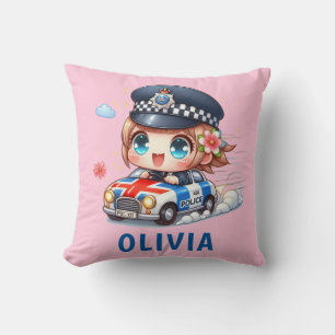 Coussin Jolie fille de la police britannique conduisant un