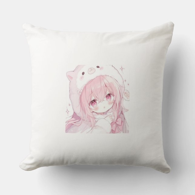 Coussin Jolie Fille de Style Anime (Recto)