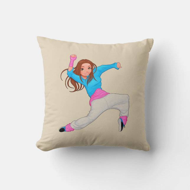 Coussin Jolie fille hop hop danseuse de dessin animé (Recto)