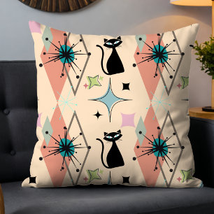 Coussin Jolie fille moderne du milieu du siècle étoiles et