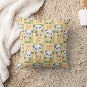 Coussin Jolie Fille Ours Panda