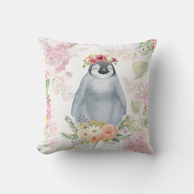 Coussin Jolie fille Penguin Cadeau d'anniversaire, Pingoui (Recto)