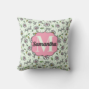 Coussin Jolie Fleur de Pâquerette Motif Mignon Monogramme