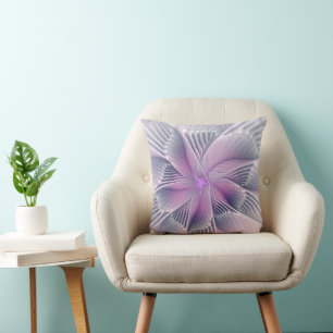 Coussin Jolie fleur rose abstraite moderne art fractal