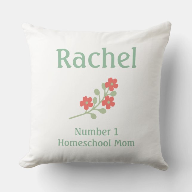 Coussin Jolie fleur rose sur arrière - plan blanc (Recto)