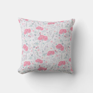 Coussin Jolie Fleurs Roses Aquarelle Ditsy Motif