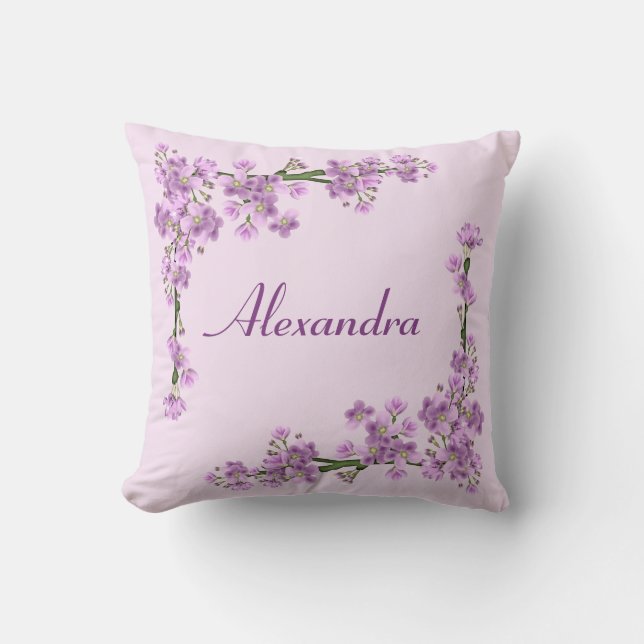 Coussin Jolie floraison de cerisiers roses (Recto)