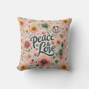 Coussin Jolie Floral Retro Paix & Amour