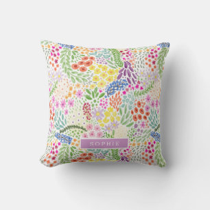 Coussin Jolie florale aquarelle personnalisée en fleurs