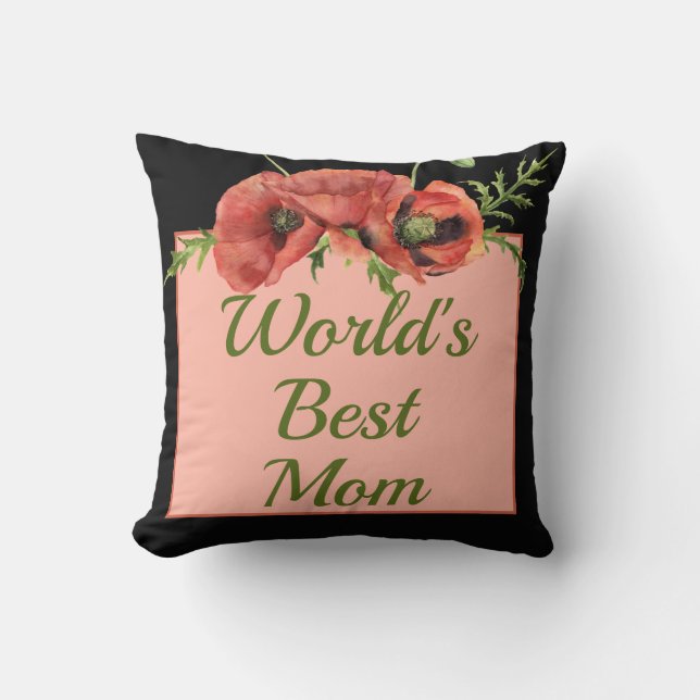 Coussin Jolie Florale Meilleure Maman du Monde  (Recto)