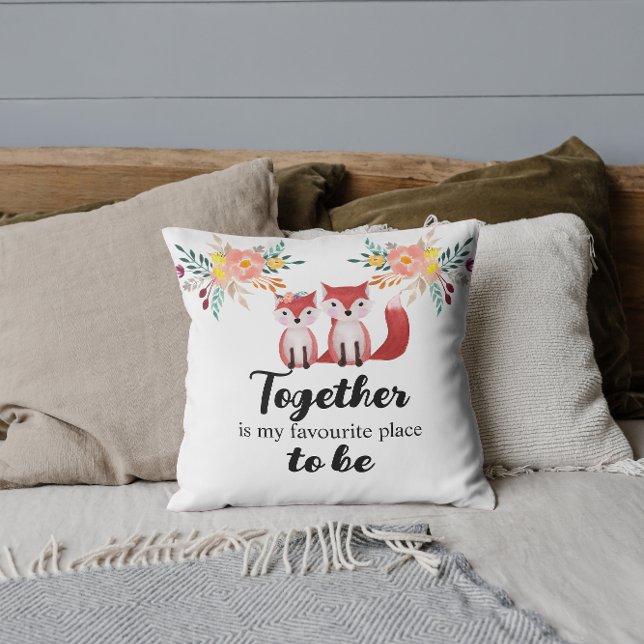 Coussin Jolie Foxes Ensemble est ma place préférée Floral (Créateur téléchargé)