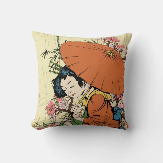 Coussin jolie geisha japonaise art vectoriel (Recto)