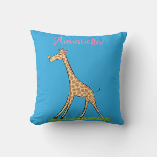 Coussin Jolie girafe avec dessin animé de papillon