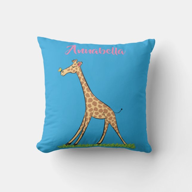 Coussin Jolie girafe avec dessin animé de papillon (Recto)