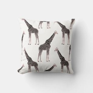 Coussin Jolie Giraffe noire blanche rose