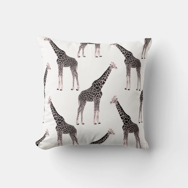 Coussin Jolie Giraffe noire blanche rose (Recto)