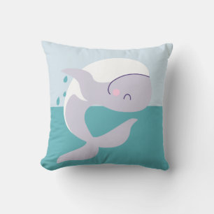 Coussin Jolie graphique simple représentant une baleine qu