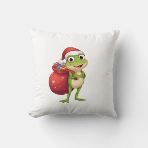 Coussin Jolie grenouille de Noël avec sac cadeau - Grenoui