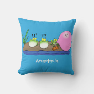 Coussin Jolie grenouilles drôles bubblegum dessin animé il