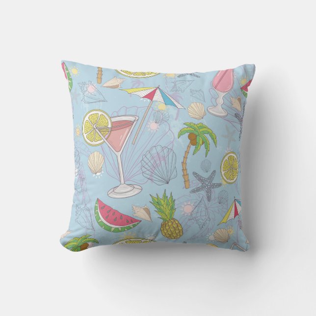 Coussin Jolie illustration estivale motif avec pastèque,  (Recto)