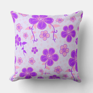 Coussin Jolie impression florale violet et rose sur Lavend