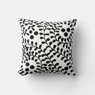 Coussin Jolie impression noir et blanc fleurie