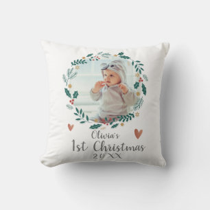Coussin Jolie jolie couronne Baby First Christmas Photo