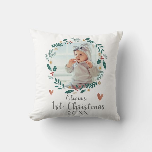 Coussin Jolie jolie couronne Baby First Christmas Photo (Recto)
