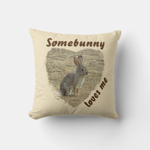 Coussin Jolie Lapin Photo Animal Pun Grand Coeur