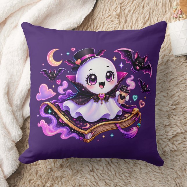 Coussin Jolie lecture fantôme Halloween (Couverture)