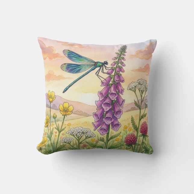 Coussin Jolie libellule et fleurs Petits insectes  (Recto)