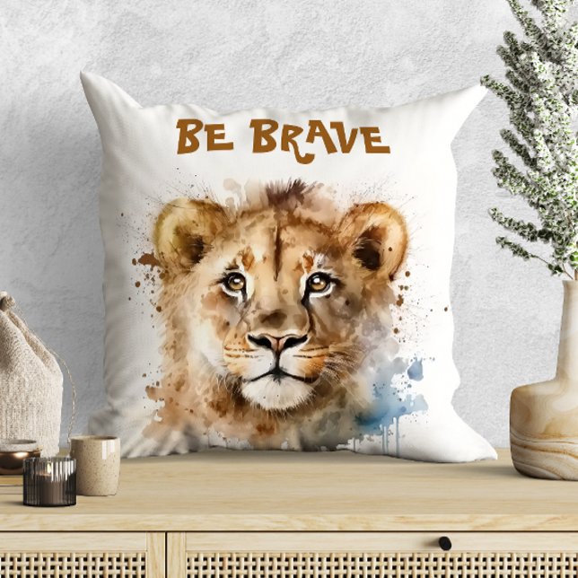 Coussin Jolie lionceau aquarelle motivation (Créateur téléchargé)
