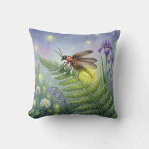 Coussin Jolie luciole et fleurs Petits insectes 