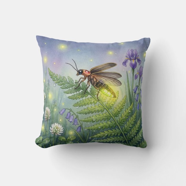 Coussin Jolie luciole et fleurs Petits insectes  (Recto)