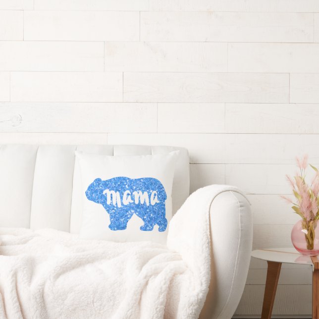Coussin Jolie maman ours bleu scintillant design pour elle (Canapé)