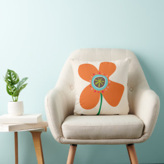 Coussin Jolie marguerite orange Pop Chic motif de fleurs d