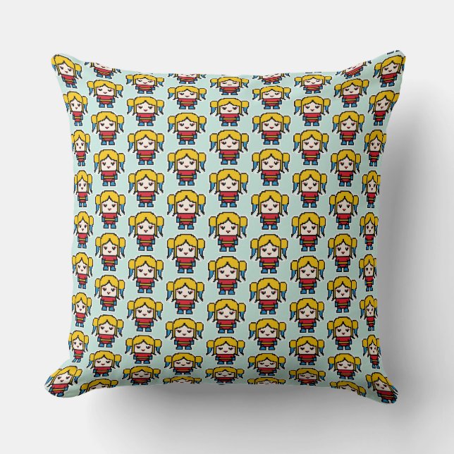 Coussin Jolie mauvaise fille pixelisée (Recto)