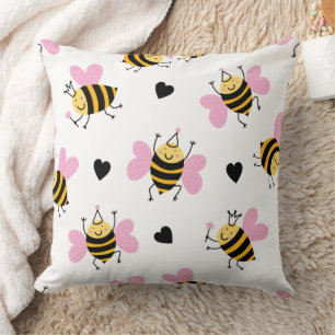 Coussin Jolie Nounou Abeille et Arc-en-ciel
