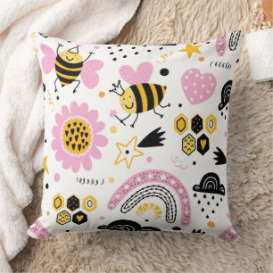 Coussin Jolie Nourrice Abeille et Arc-en-Ciel