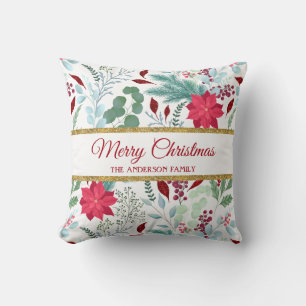 Coussin Jolie parties scintillant d'aquarelle florale poin