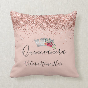Coussin Jolie Parties scintillant rose Quinceanera