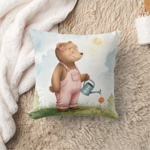 Coussin Jolie peluche d'ours de jardinage pour enfants Nu