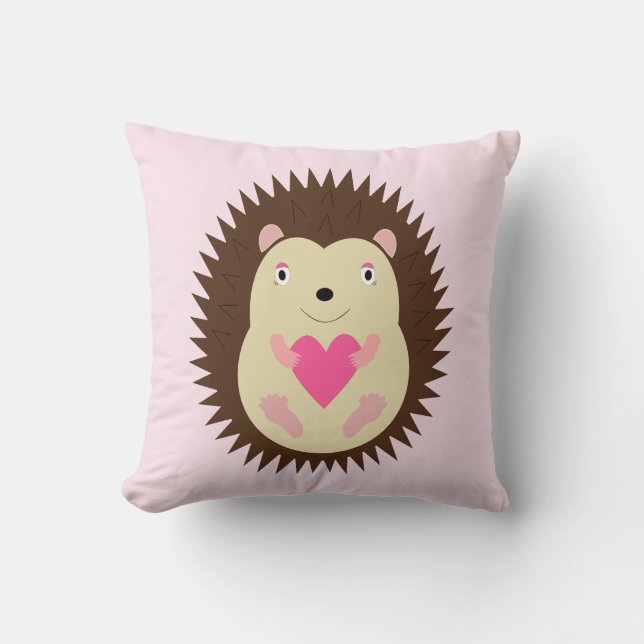 Coussin Jolie petite fille hérisson rose (Recto)