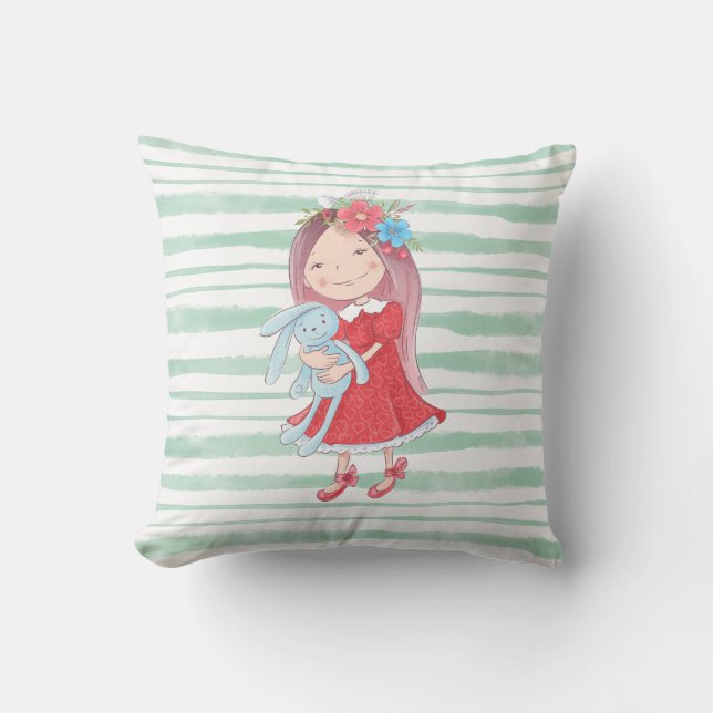 Coussin Jolie Petite Fille Stuffée Rabbit Toy (Recto)