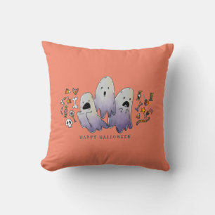 Coussin Jolie Petite Sorcière et Chat de Halloween