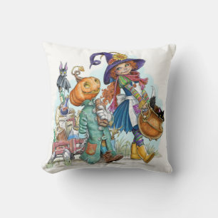 Coussin Jolie Petite Sorcière Halloween Jeu d'oreiller