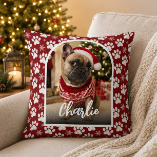Coussin Jolie photo de chien pour Noël