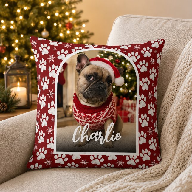Coussin Jolie photo de chien pour Noël  (Créateur téléchargé)